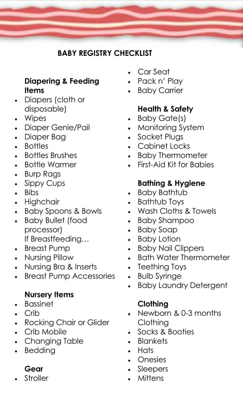 Baby Registry Word Checklist Template 20