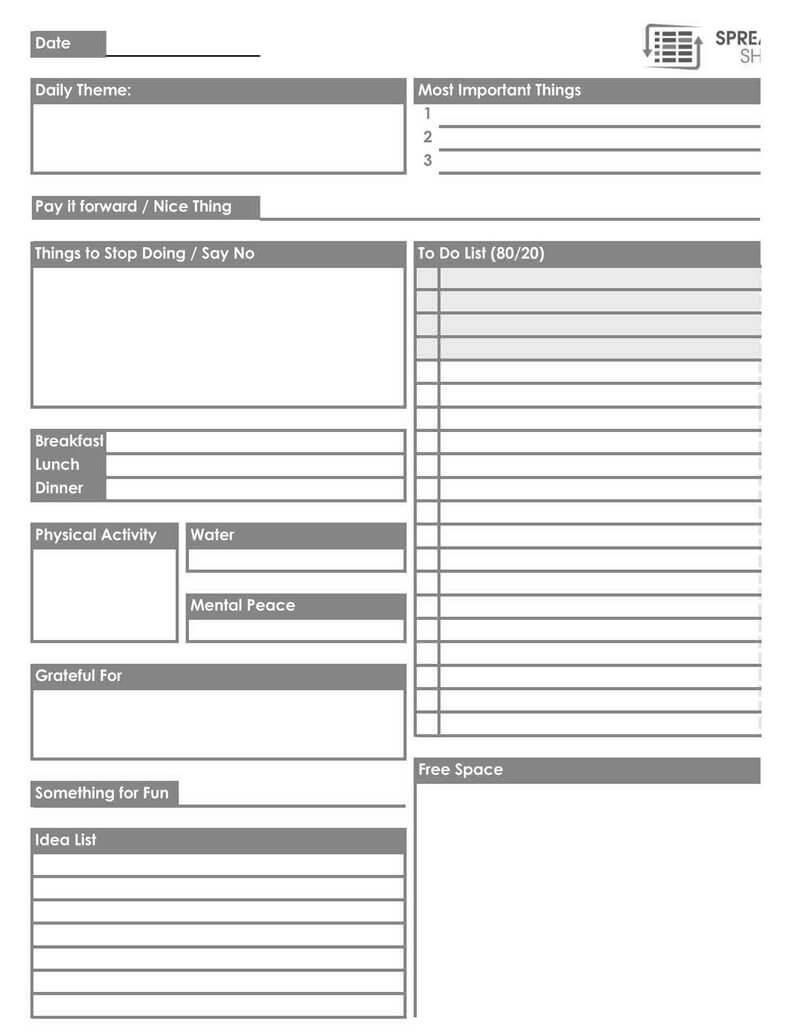 Daily Planner Excel Template 05