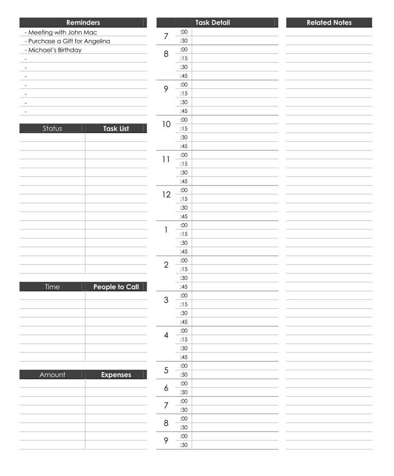 Day Planner Template Word from www.doctemplates.net