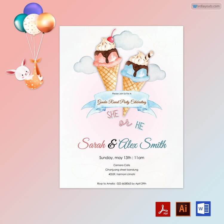 Gender Reveal Icecream Them Free Gender Reveal Template