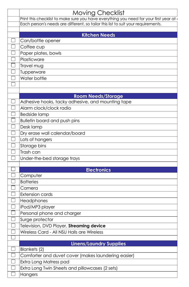 35-free-moving-checklist-templates