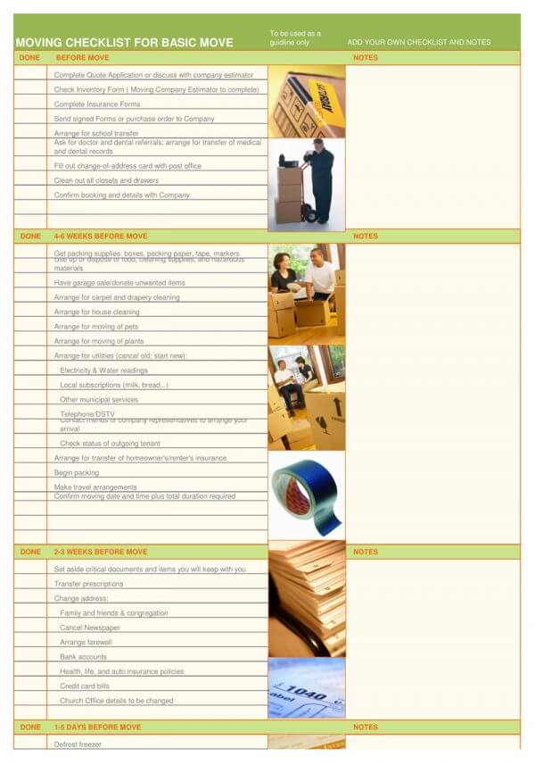 Move Checklist 35 Free Moving Checklist Templates
