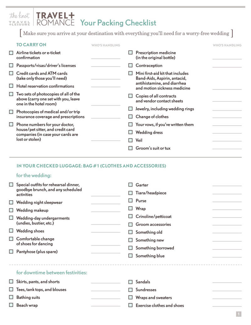 Packing List PDF Template