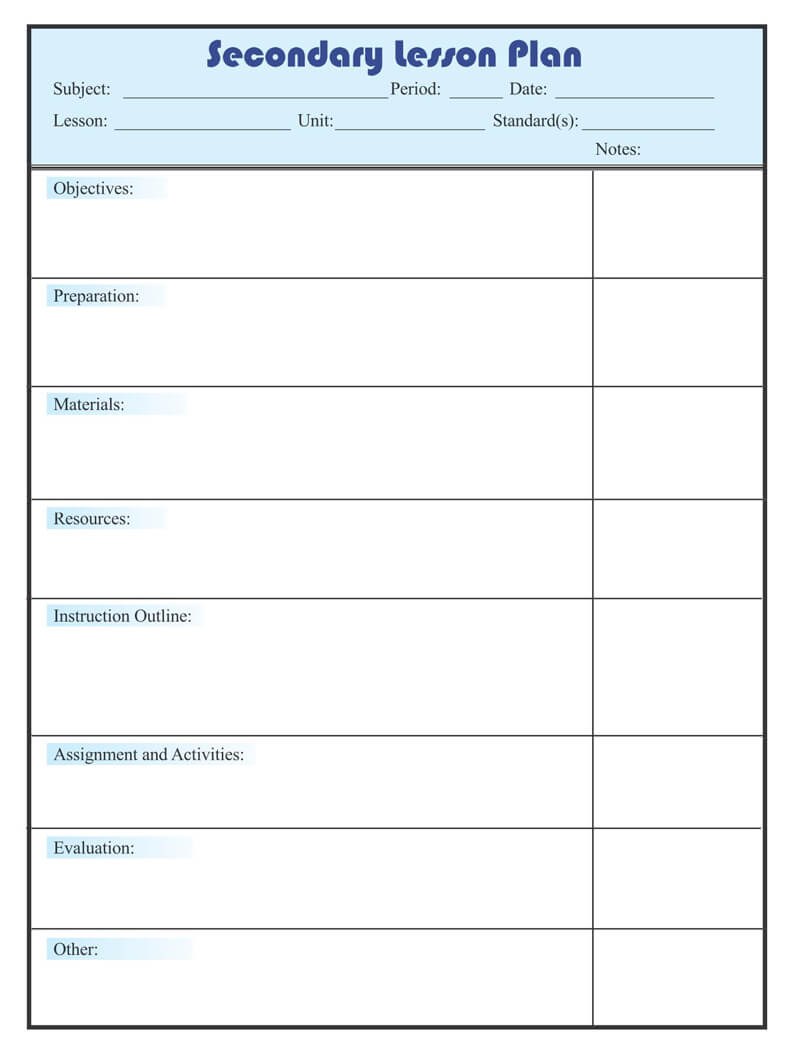 Secondary Lesson Planner PDF Template