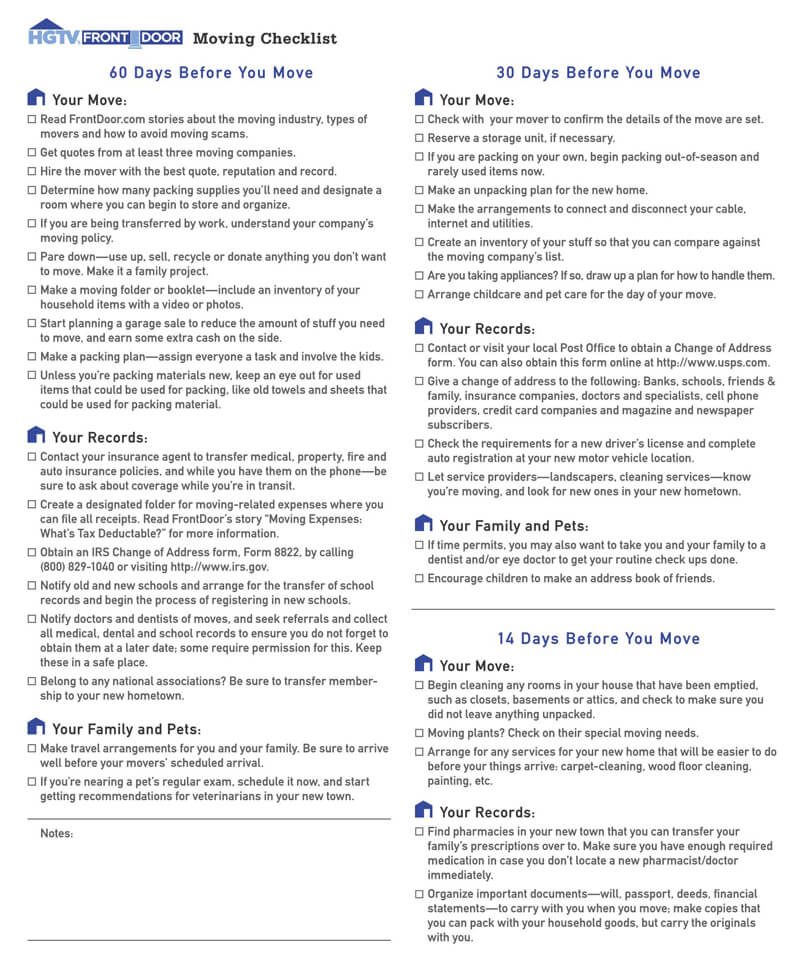 The Moving Checklist Template