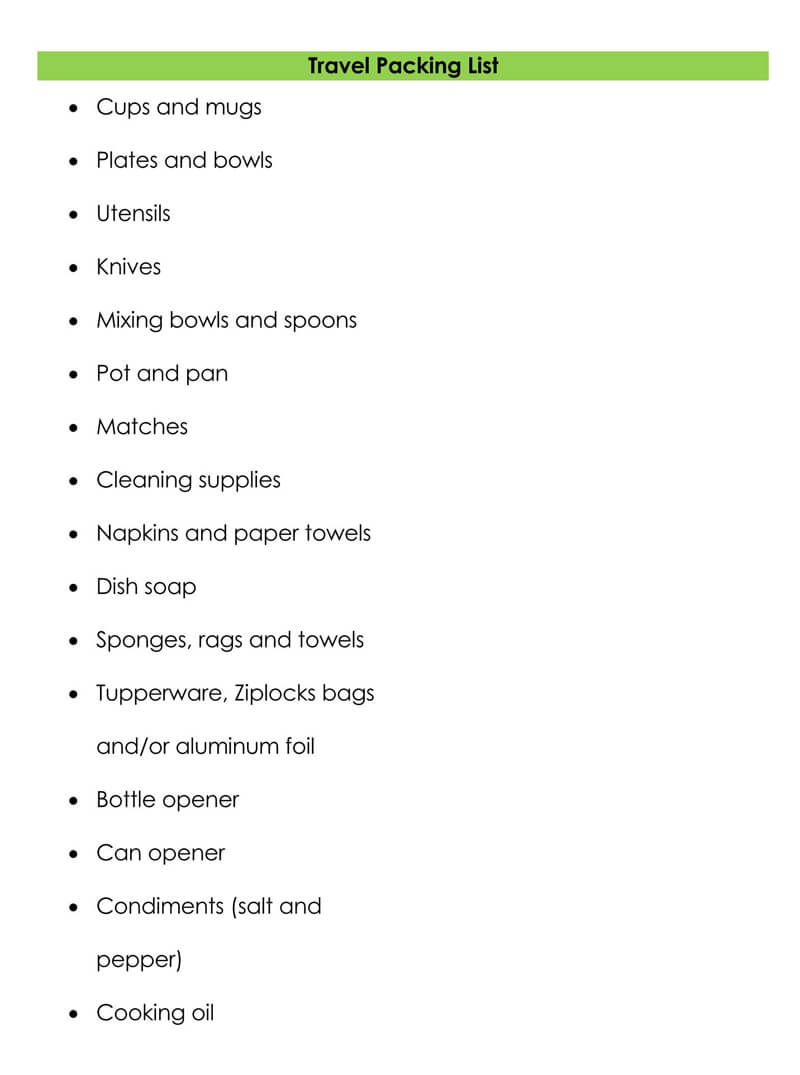 The Packing List Template