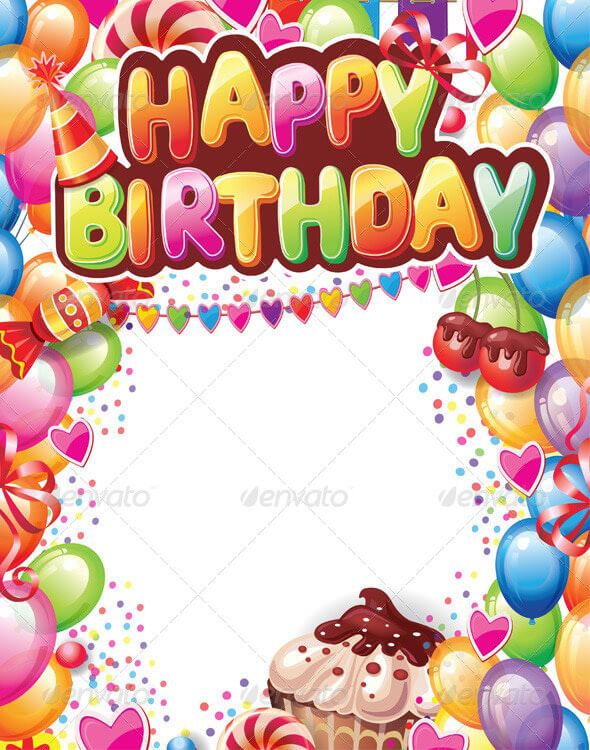 Birthday Card Template Word Birthday Card Gifts On White Background Half Fold No Need To