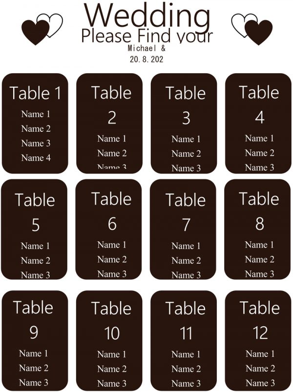 Free Wedding Seating Chart Templates