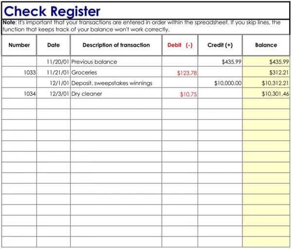 25+ Free Checkbook Register Templates (Excel, Word)
