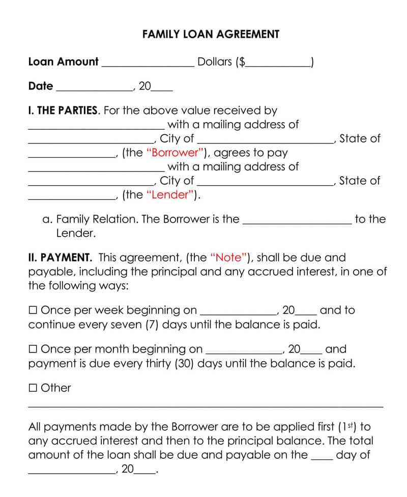 Family Loan Agreement 01