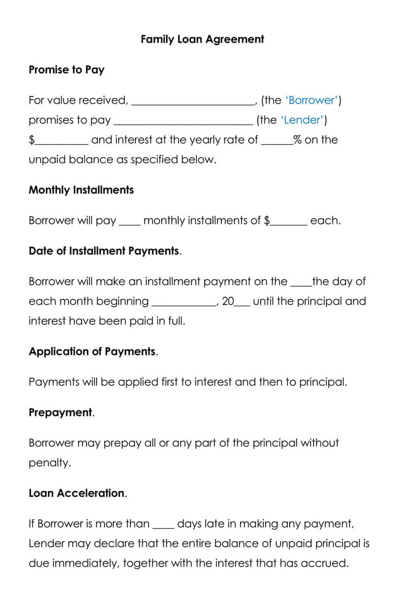 Loan Contract For Family Template Word Loan Contract For Family Template Word