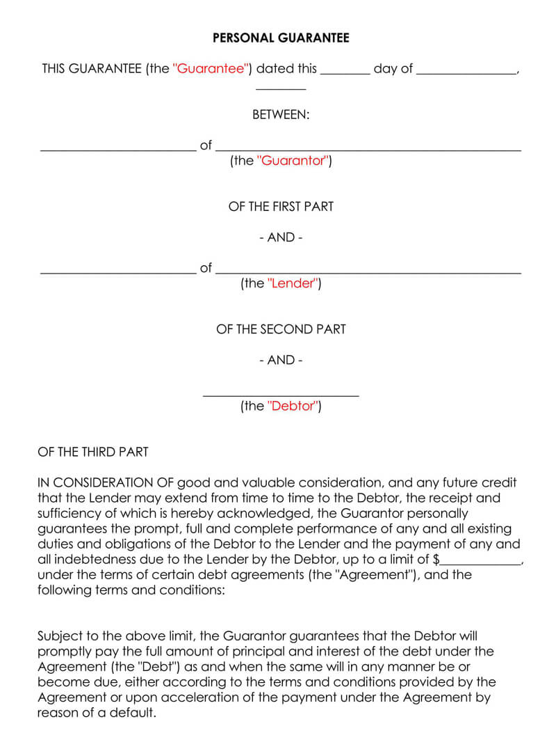 Free Release of Personal Guarantee Forms & Templates (Word PDF)