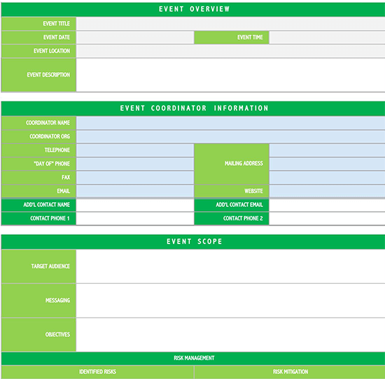 event planning template excel