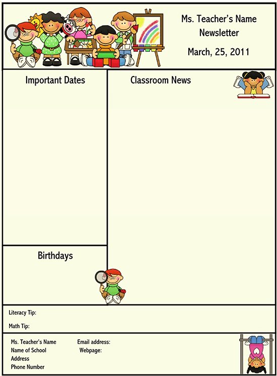 Elementary Classroom Newsletter Template from www.doctemplates.net