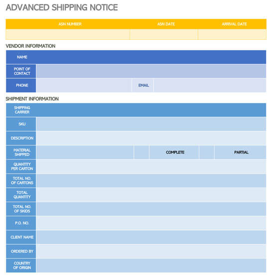 Advanced Shipping Notice