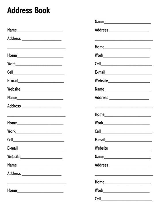 20 Free Address Book Templates How To Make In Word