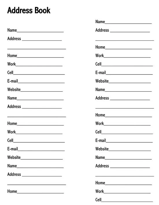Printable Contact List Template from www.doctemplates.net