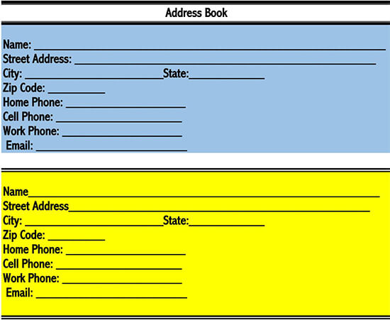 Address Book template for Mac 01