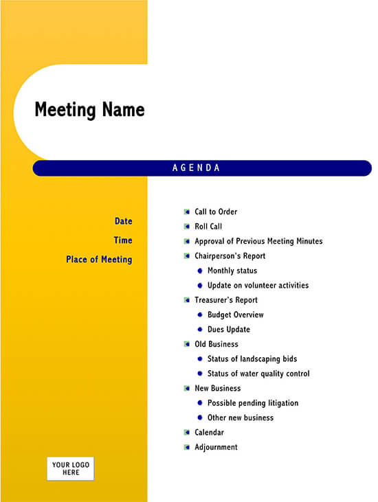 Formal meeting agenda template
