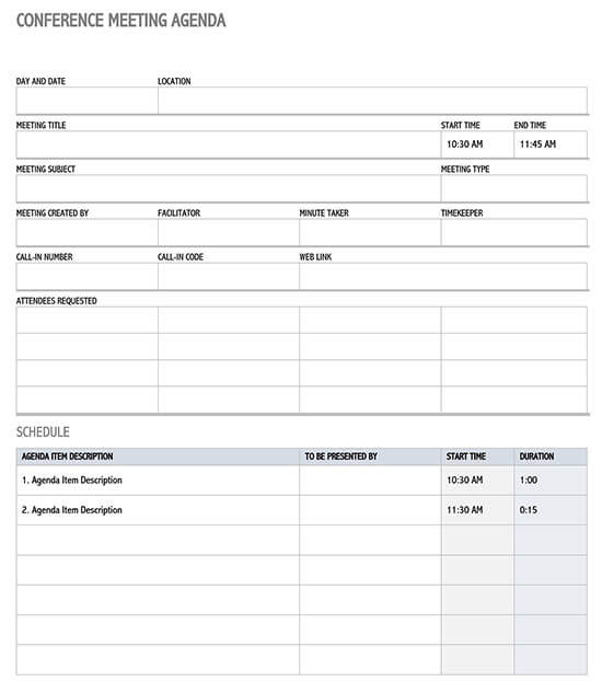 Meeting agenda Sample PDF
