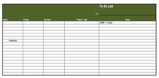 work checklist template 01