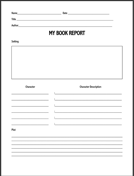 book report template pdf free