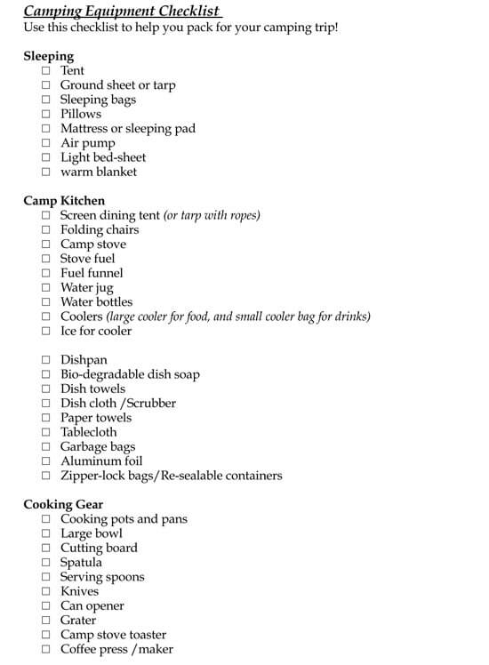 Camping-Checklist-Sample