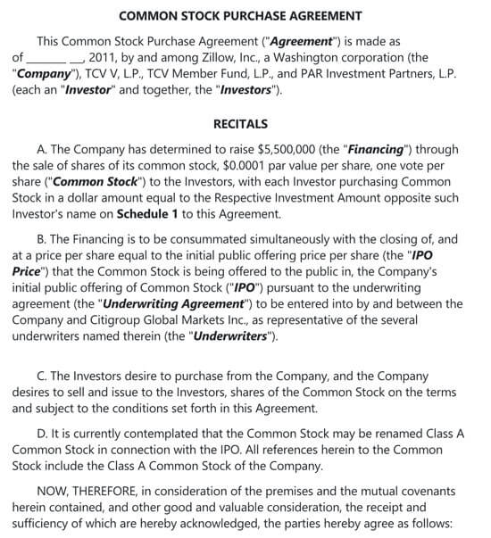 Common Stock Purchase Agreement
