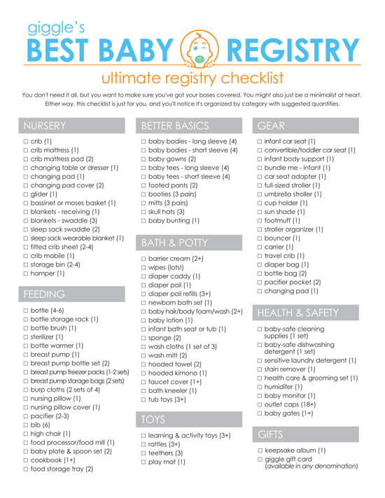 Complete Baby Registry Checklist Template