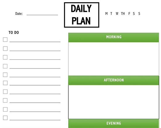 customizable daily planner template