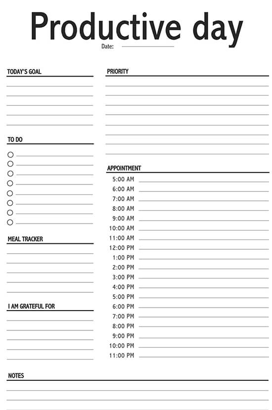 cute daily planner printable