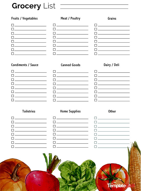 printable grocery list for seniors
