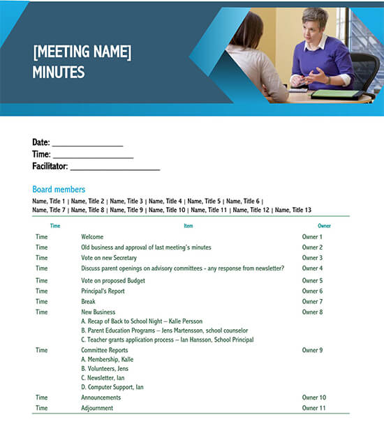 meeting minutes template excel