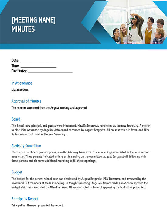 informal meeting minutes template 01