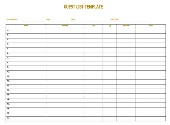guest list print out