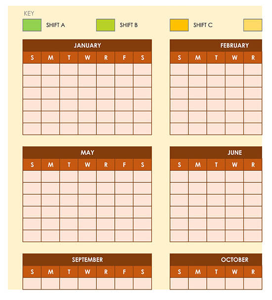 Sample Shift Work Calendar