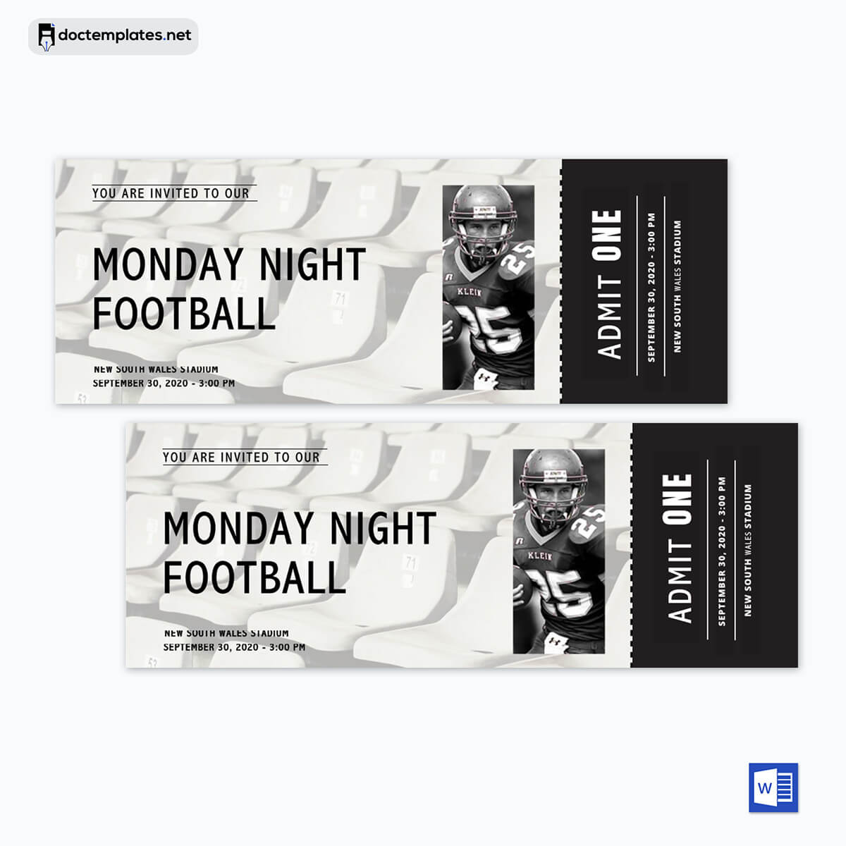 numbered event ticket template free