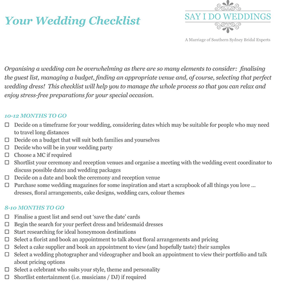 wedding checklist pdf