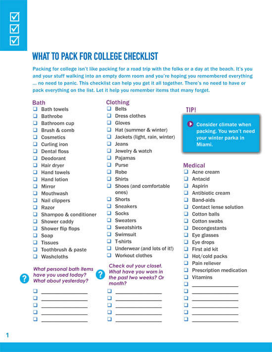 College Dorm Checklist For Freshman