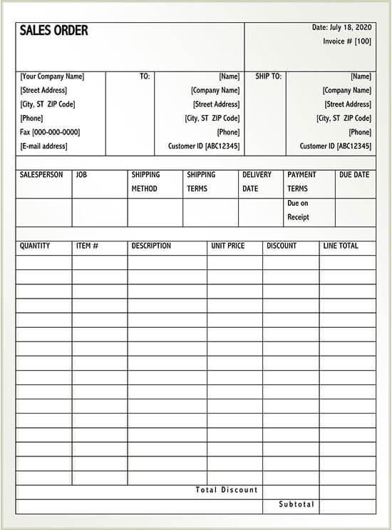 create a sales order form