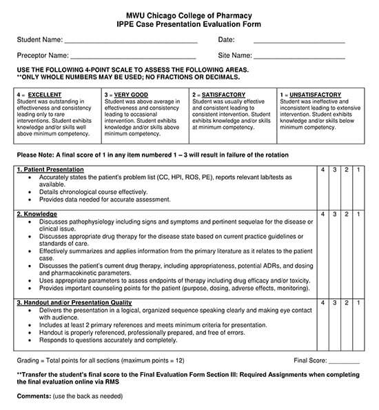 virtual presentation evaluation form