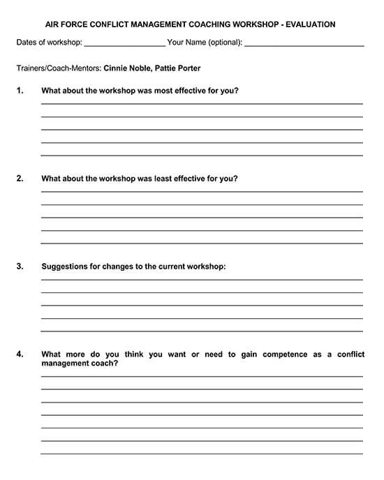 Coaching Workshop Evaluation Form