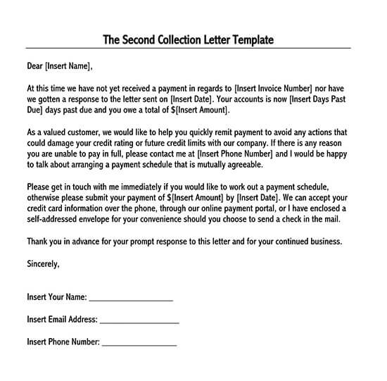 friendly collection letter