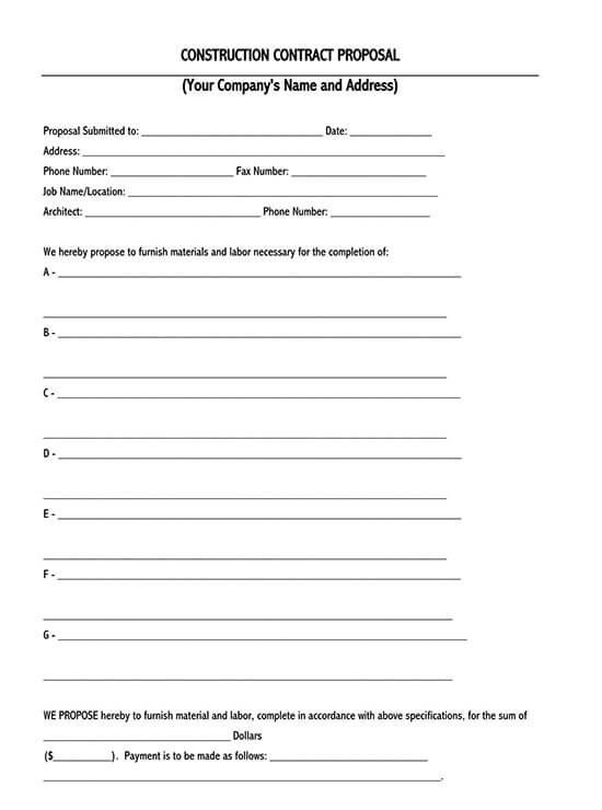 construction proposal template pdf free download