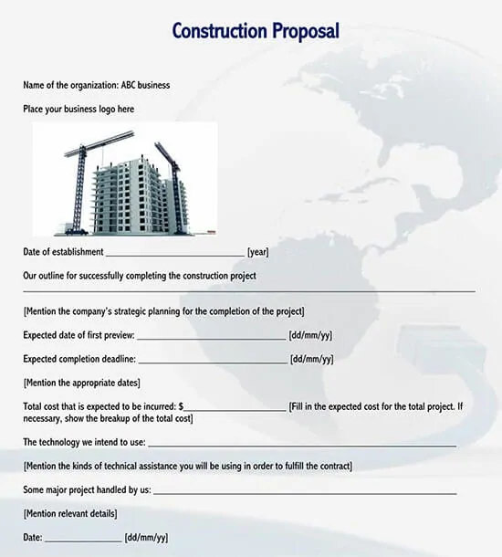 Construction Work Proposal Template from www.doctemplates.net