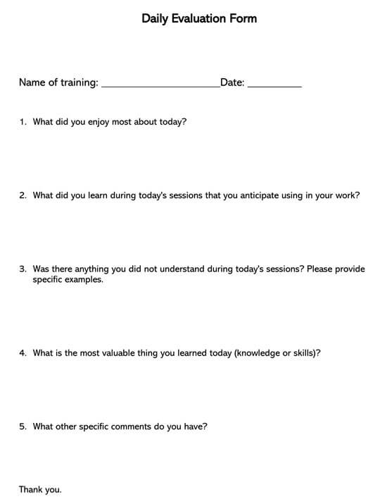 Daily Evaluation Form
