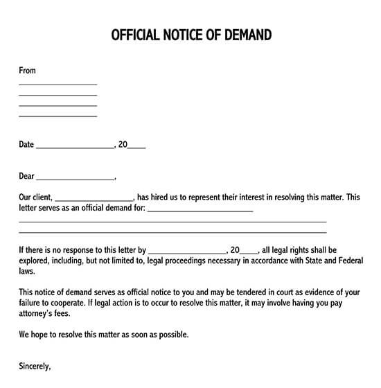 demand for payment letter pdf