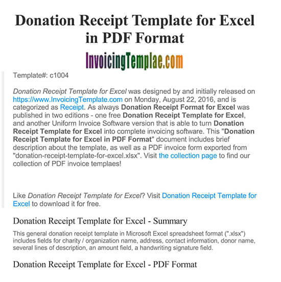 donation receipt template excel