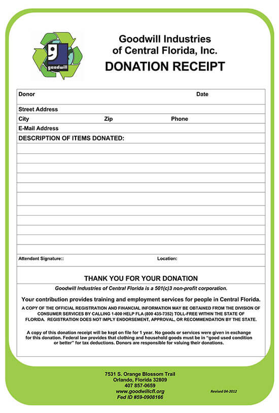 donation receipt letter template