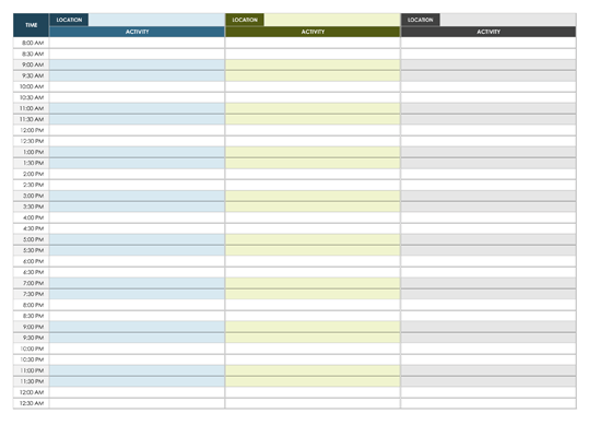 Event Schedule Template Example